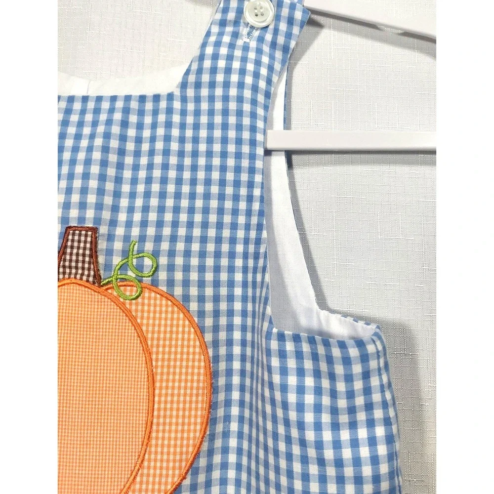 Candyland Boys Toddler 3T Hand Smocked Gingham Romper Snap Crotch and Legs Lined